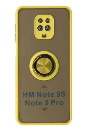 Newface Xiaomi Redmi Note 9 Pro Kılıf Montreal Yüzüklü Silikon Kapak - Sarı