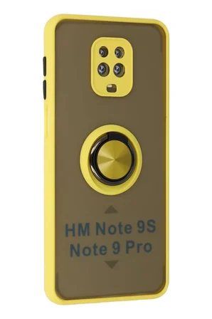 Newface Xiaomi Redmi Note 9 Pro Kılıf Montreal Yüzüklü Silikon Kapak - Sarı