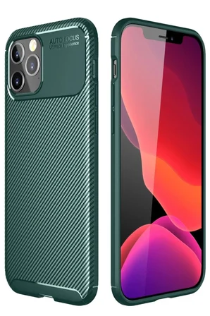 Newface Apple iPhone 11 Pro Max Kılıf Auto Focus Karbon Kapak - Yeşil
