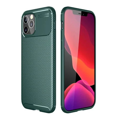 Newface Apple iPhone 11 Pro Max Kılıf Auto Focus Karbon Kapak - Yeşil