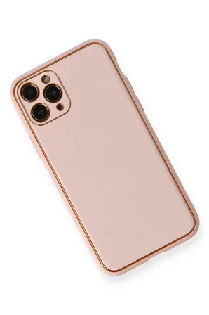 Newface Apple iPhone 11 Pro Kılıf Coco Deri Silikon Kapak - Pembe