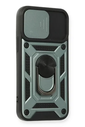 Newface Apple iPhone 11 Kılıf Pars Lens Yüzüklü Silikon - Yeşil