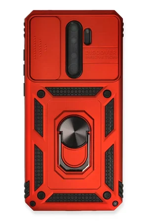 Newface Xiaomi Redmi Note 8 Pro Kılıf Pars Lens Yüzüklü Silikon - Kırmızı