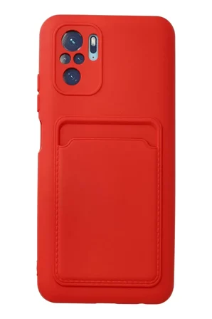 Newface Xiaomi Redmi Note 10S Kılıf Kelvin Kartvizitli Silikon - Kırmızı