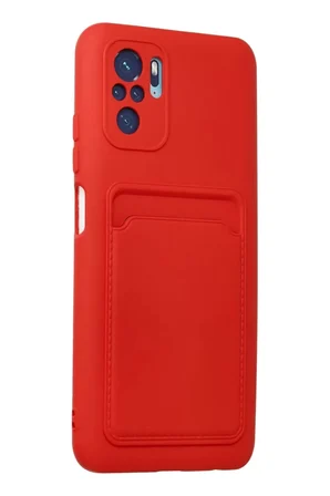 Newface Xiaomi Redmi Note 10S Kılıf Kelvin Kartvizitli Silikon - Kırmızı