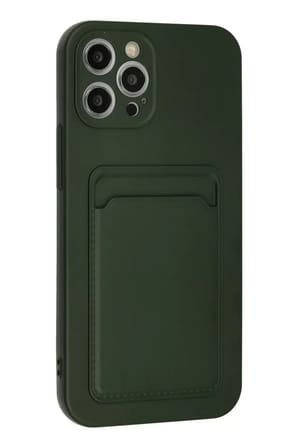 Newface Apple iPhone 12 Pro Max Kılıf Kelvin Kartvizitli Silikon - Koyu Yeşil
