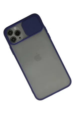 Newface Apple iPhone 11 Pro Max Kılıf Palm Buzlu Kamera Sürgülü Silikon - Lacivert