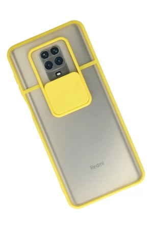Newface Xiaomi Redmi Note 9 Pro Kılıf Palm Buzlu Kamera Sürgülü Silikon - Sarı