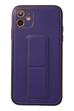 Newface Apple iPhone 12 Kılıf Coco Deri Standlı Kapak - Mor