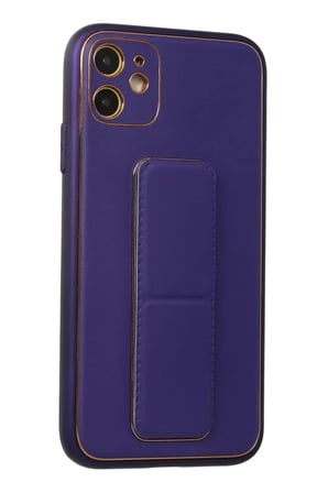 Newface Apple iPhone 12 Kılıf Coco Deri Standlı Kapak - Mor