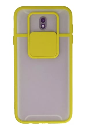 Newface Samsung Galaxy J7 Pro / J730 Kılıf Palm Buzlu Kamera Sürgülü Silikon - Sarı