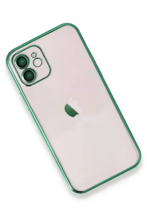 Newface Apple iPhone 12 Kılıf Razer Lensli Silikon - Yeşil