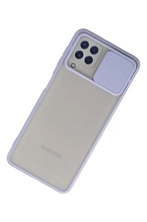 Newface Samsung Galaxy A22 Kılıf Palm Buzlu Kamera Sürgülü Silikon - Lila