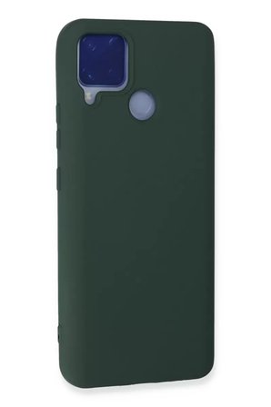 Newface Realme C15 Kılıf Nano içi Kadife Silikon - Koyu Yeşil