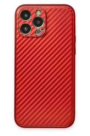 Newface Apple iPhone 13 Pro Kılıf Coco Karbon Silikon - Kırmızı