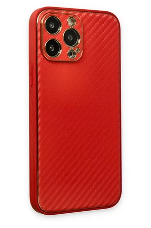 Newface Apple iPhone 13 Pro Kılıf Coco Karbon Silikon - Kırmızı