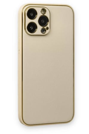 Newface Apple iPhone 13 Pro Kılıf Coco Deri Silikon Kapak - Gold