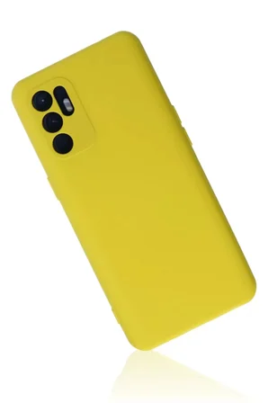 Newface Oppo Reno 6 Kılıf Nano içi Kadife Silikon - Sarı1