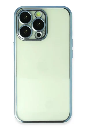 Newface Apple iPhone 13 Pro Max Kılıf Razer Lensli Silikon - Açık Mavi