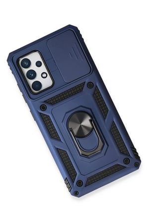 Newface Samsung Galaxy A53 5G Kılıf Pars Lens Yüzüklü Silikon - Lacivert