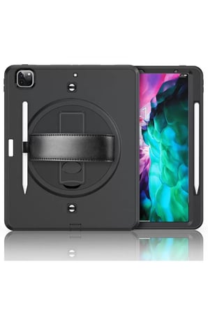 Newface Apple iPad Pro 12.9 (2021) Kılıf Strap-C Otterbox Tablet Kapak - Siyah