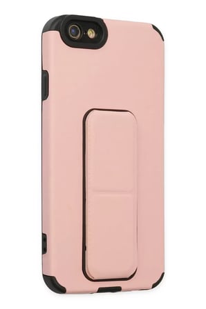 Newface Apple iPhone 6 Kılıf Mega Standlı Silikon - Pudra