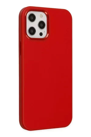 Newface Apple iPhone 12 Pro Max Kılıf Asya Deri Silikon - Kırmızı