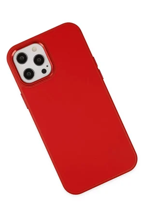 Newface Apple iPhone 12 Pro Max Kılıf Asya Deri Silikon - Kırmızı