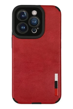 Newface Apple iPhone 14 Pro Kılıf Loop Deri Silikon - Kırmızı