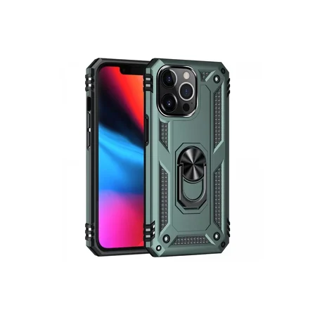 Newface Apple iPhone 14 Pro Kılıf Sofya Yüzüklü Silikon Kapak - Yeşil