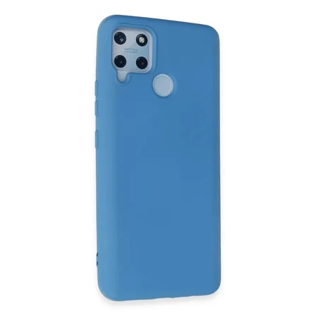 Newface Realme C15 Kılıf Nano içi Kadife Silikon - Mavi