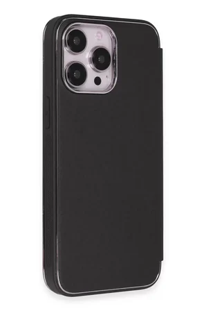 Newface Apple iPhone 13 Pro Kılıf Dolpin Kapaklı - Siyah