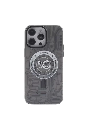 Newface Apple iPhone 14 Pro Max Kılıf Apollo Magneticsafe Desenli Kapak - Apollo Siyah - 1