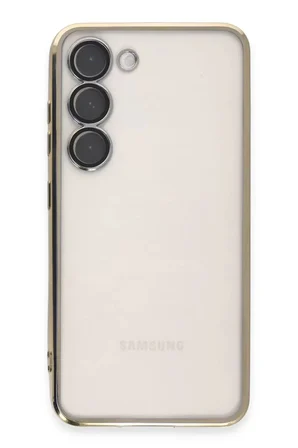 Newface Samsung Galaxy S23 Kılıf Razer Lensli Silikon - Gold