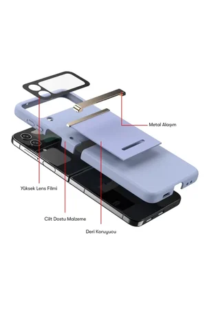 Newface Samsung Galaxy Z Flip 3 Kılıf Belt Flip Kapak - Siyah