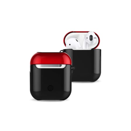 Newface Apple Airpods 2 (2.nesil) 3in1 Kılıf - Siyah-Kırmızı