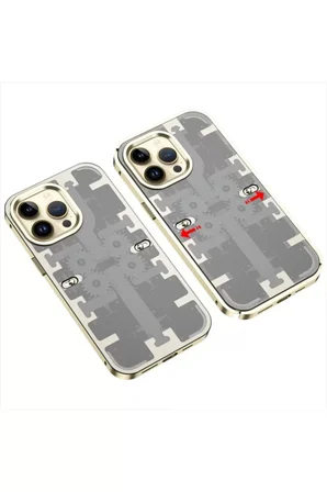 Newface Apple iPhone 13 Pro Max Kılıf Mekanik Bumper Kapak - Gold