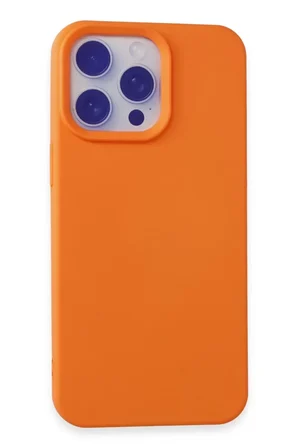 Newface Apple iPhone 15 Pro Max Kılıf Nano içi Kadife Silikon - Turuncu
