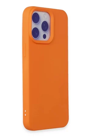 Newface Apple iPhone 15 Pro Max Kılıf Nano içi Kadife Silikon - Turuncu
