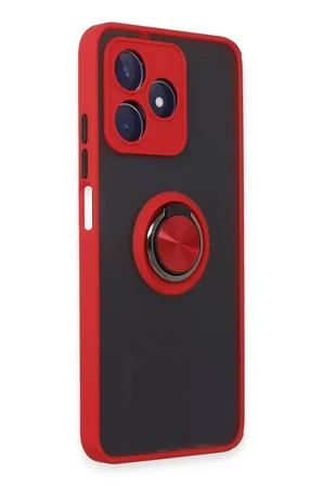 Newface Realme C53 Kılıf Montreal Yüzüklü Silikon Kapak - Kırmızı