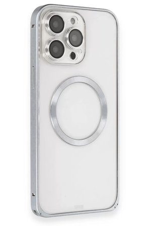 Joko Apple iPhone 15 Pro Max Kılıf Metal Bumper Magneticsafe Kapak - Gri