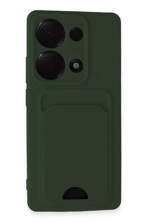 Newface Xiaomi Redmi Note 13 Pro 4G Kılıf Kelvin Kartvizitli Silikon - Koyu Yeşil
