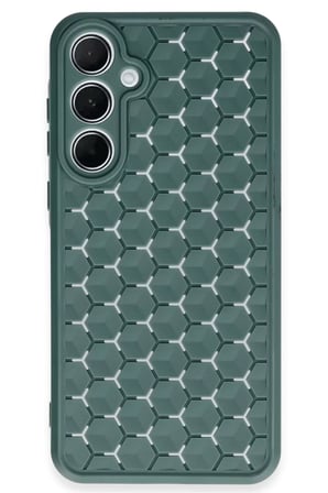 Newface Samsung Galaxy A55 5G Kılıf Petek Silikon Kapak - Koyu Yeşil