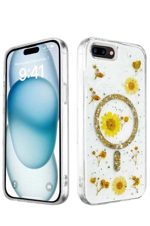 Newface Apple iPhone 7 Kılıf Daisy Simli Magsafe Kapak - Gold