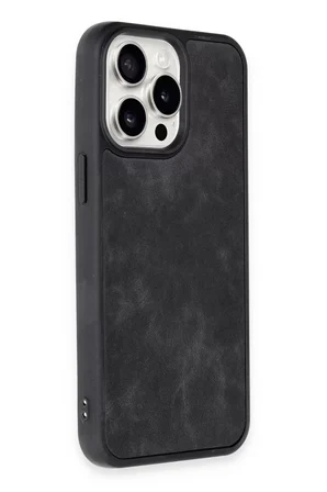 Newface Apple iPhone 14 Pro Kılıf Aras Deri Kapak - Siyah