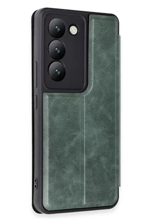 Newface Vivo V30 Lite 4G Kılıf Flip Cover - Koyu Yeşil