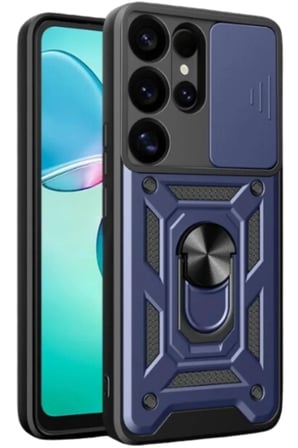 Newface Samsung Galaxy S25 Ultra Kılıf Pars Lens Yüzüklü Silikon - Lacivert
