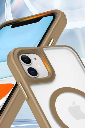 Newface Apple iPhone 12 Kılıf Enka Magsafe Silikon Kılıf - Desert