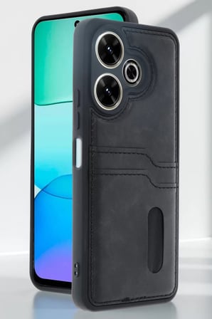 Newface Xiaomi Redmi 13 4G Kılıf Sara Kartvizitli Deri Kılıf - Koyu Yeşil