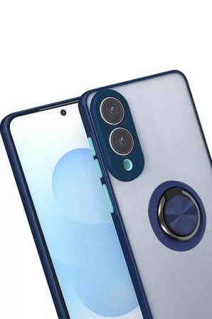 Newface Samsung Galaxy S25 Edge Kılıf Montreal Yüzüklü Silikon Kapak - Lacivert